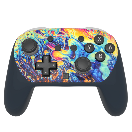Custom Airbrush Painted Controller Nintendo Switch 2 Two - Elegant Oil Water Trippy Rainbow