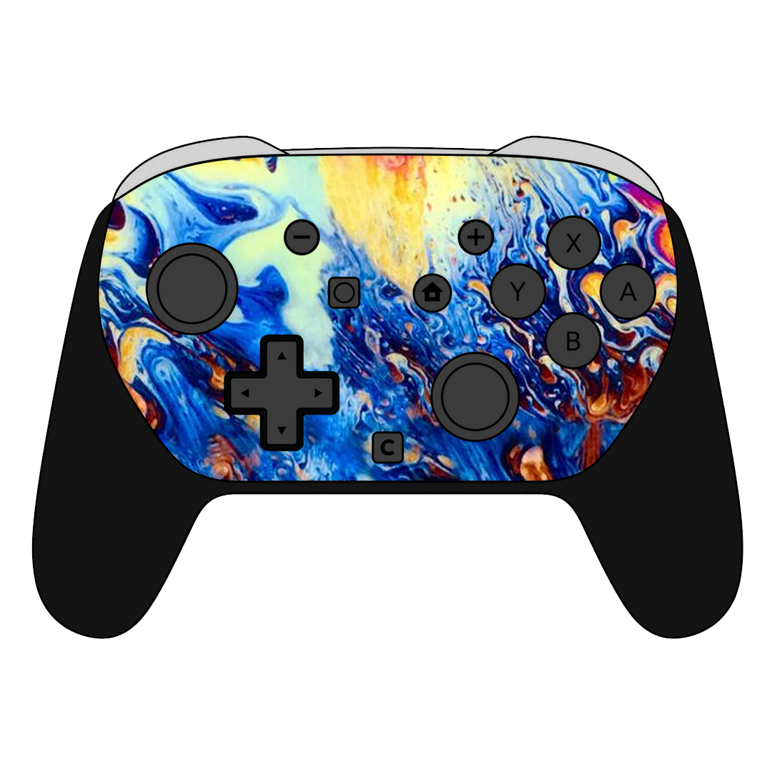 Custom Airbrush Painted Controller Nintendo Switch 2 Two - Elegant Oil Water Trippy Rainbow