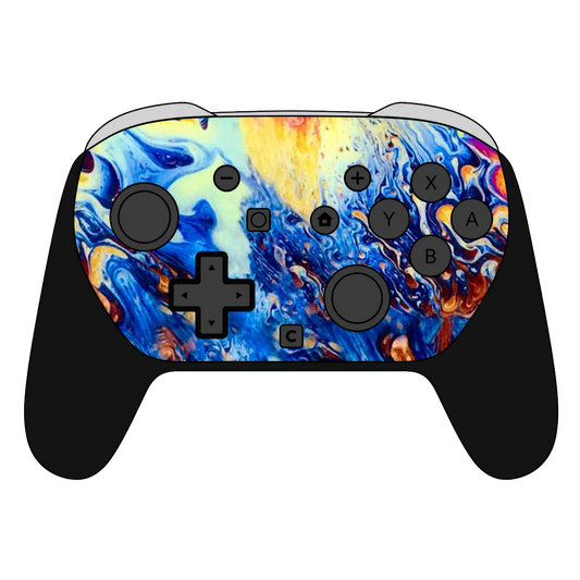 Custom Airbrush Painted Controller Nintendo Switch 2 Two - Elegant Oil Water Trippy Rainbow