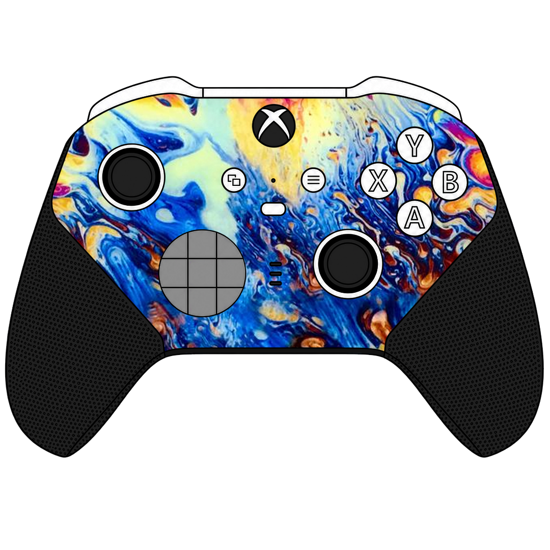 Custom Airbrush Controller Microsoft Xbox Series X - Xbox One S - Elite - Elegant Oil Water Trippy Rainbow psychedelic