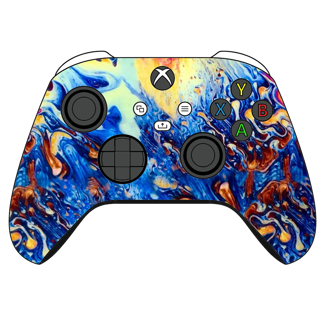 Custom Airbrush Controller Microsoft Xbox Series X - Xbox One S - Elegant Oil Water Trippy Rainbow psychedelic