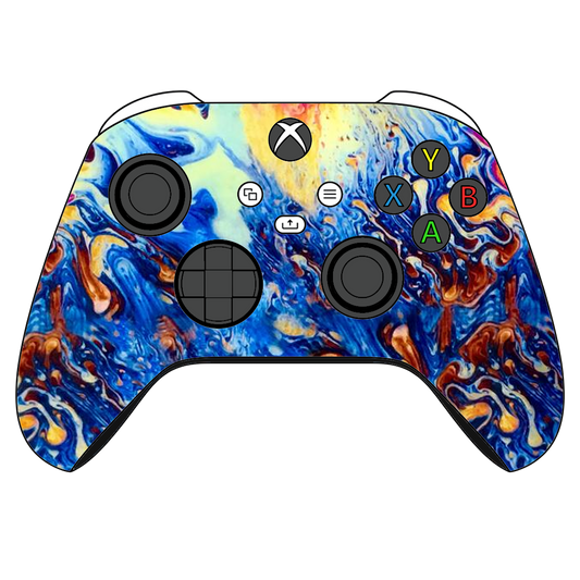 Custom Airbrush Controller Microsoft Xbox Series X - Xbox One S - Elegant Oil Water Trippy Rainbow psychedelic