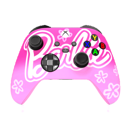 Custom Airbrush Controller Microsoft Xbox Series X - Xbox One S - Barbie Fantastic Plastic Doll Girl Power Pink Blue Flowers Cute Feminine Blonde