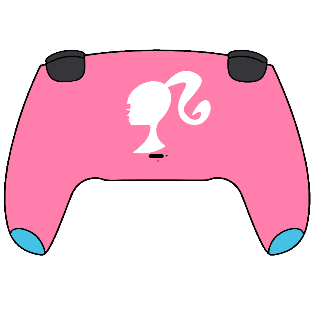 Custom Controller Sony Playstation 5 PS5 - Barbie Fantastic Plastic Doll Girl Power Pink Blue Flowers Cute Feminine Blonde