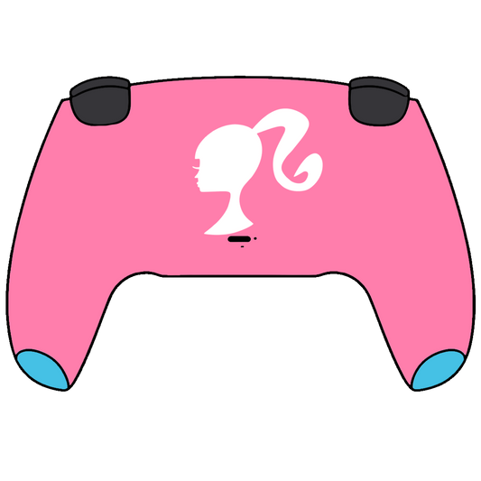 Custom Controller Sony Playstation 5 PS5 - Barbie Fantastic Plastic Doll Girl Power Pink Blue Flowers Cute Feminine Blonde