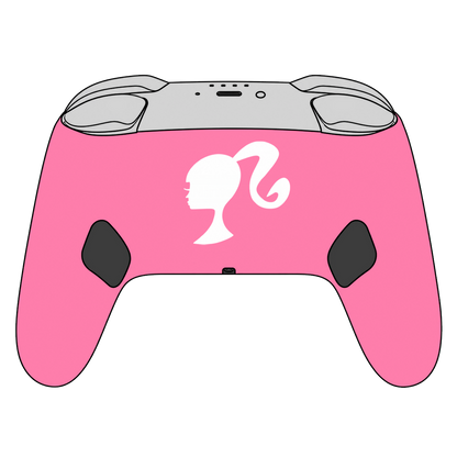 Custom Airbrush Painted Controller Nintendo Switch 2 Two - Barbie Fantastic Plastic Doll Girl Power Pink Blue Flowers Cute Feminine Blonde