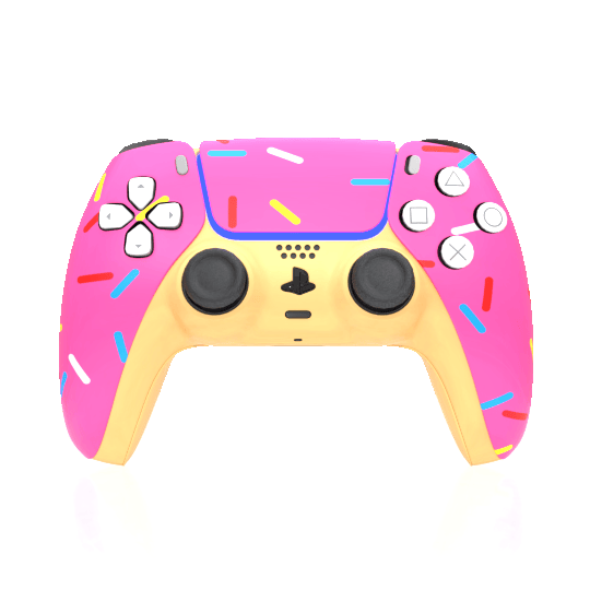 Custom Airbrushed Controller Sony Playstation 5 PS5 - Glazed Fresh Donut Homer Food Pastry Sprinkles Pink