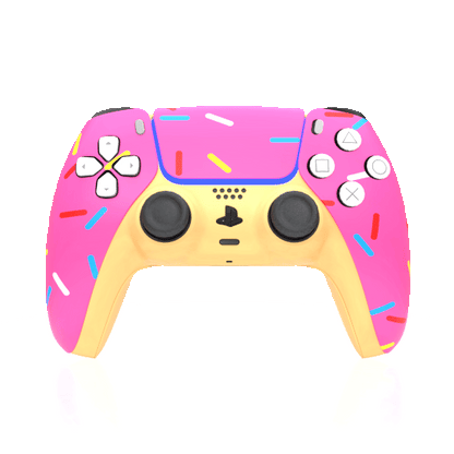 Custom Airbrushed Controller Sony Playstation 5 PS5 - Glazed Fresh Donut Homer Food Pastry Sprinkles Pink