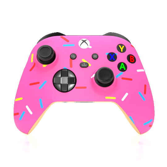 Custom Airbrushed Controller Microsoft Xbox Series X - Xbox One S - Glazed Fresh Donut Homer Food Pastry Sprinkles Pink