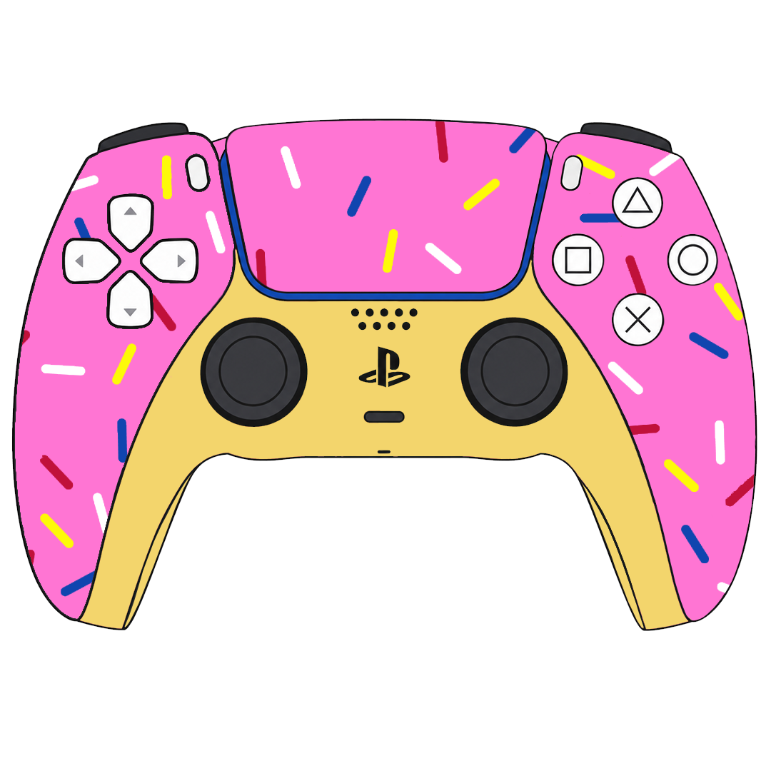 Custom Airbrushed Controller Sony Playstation 5 PS5 - Glazed Fresh Donut Homer Food Pastry Sprinkles Pink