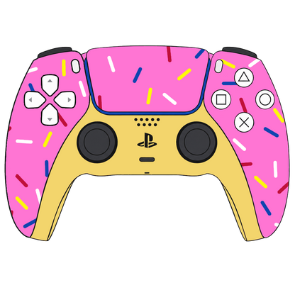 Custom Airbrushed Controller Sony Playstation 5 PS5 - Glazed Fresh Donut Homer Food Pastry Sprinkles Pink