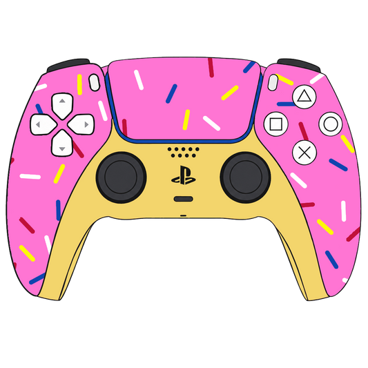 Custom Airbrushed Controller Sony Playstation 5 PS5 - Glazed Fresh Donut Homer Food Pastry Sprinkles Pink