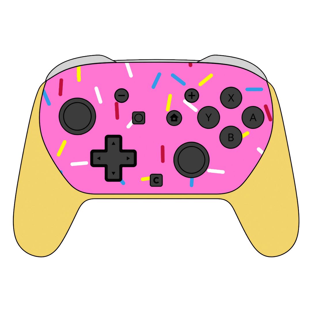 Custom Airbrush Painted Controller Nintendo Switch 2 Two - Glazed Fresh Donut Homer Food Pastry Sprinkles Pink