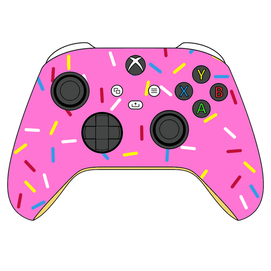 Custom Airbrushed Controller Microsoft Xbox Series X - Xbox One S - Glazed Fresh Donut Homer Food Pastry Sprinkles Pink