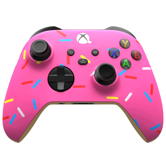 Custom Airbrushed Controller Microsoft Xbox Series X - Xbox One S - Glazed Fresh Donut Homer Food Pastry Sprinkles Pink