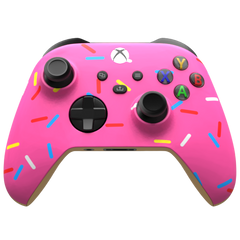 Custom Airbrushed Controller Microsoft Xbox Series X - Xbox One S - Glazed Fresh Donut Homer Food Pastry Sprinkles Pink