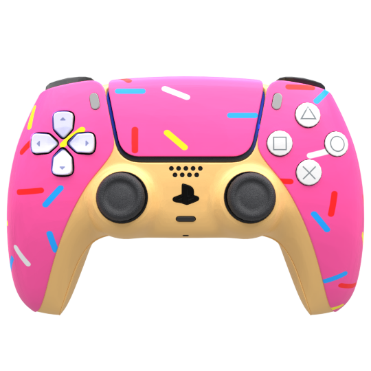 Custom Airbrushed Controller Sony Playstation 5 PS5 - Glazed Fresh Donut Homer Food Pastry Sprinkles Pink
