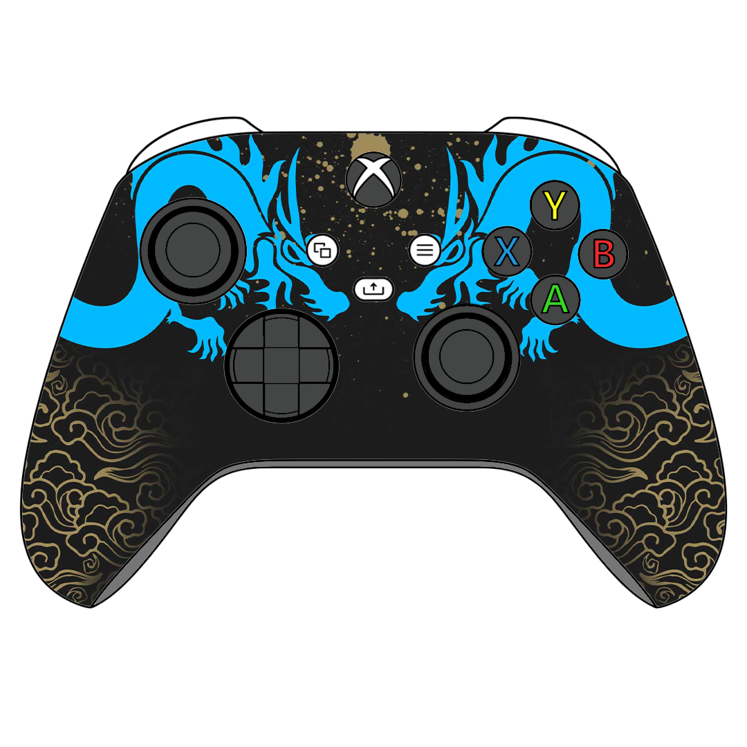 Custom Airbrush Controller Microsoft Xbox Series X - Xbox One S - Hanzo Shimada Brothers Overwatch Sniper Eye of the Dragon Japanese FPS First Person Shooter