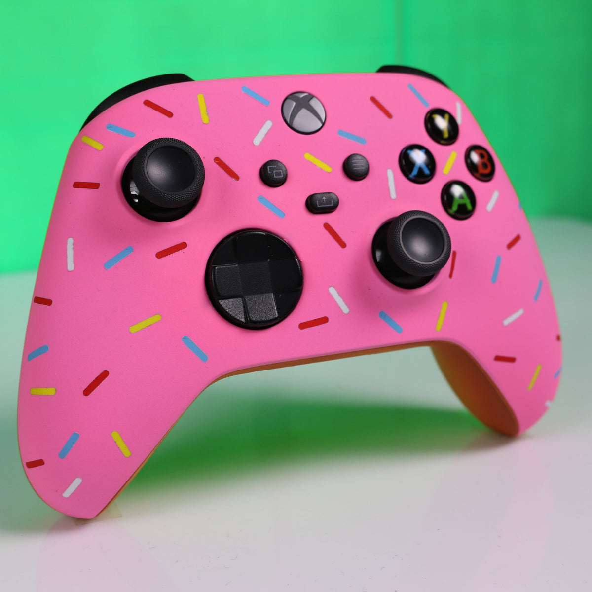 Custom Airbrushed Controller Microsoft Xbox Series X - Xbox One S - Glazed Fresh Donut Homer Food Pastry Sprinkles Pink