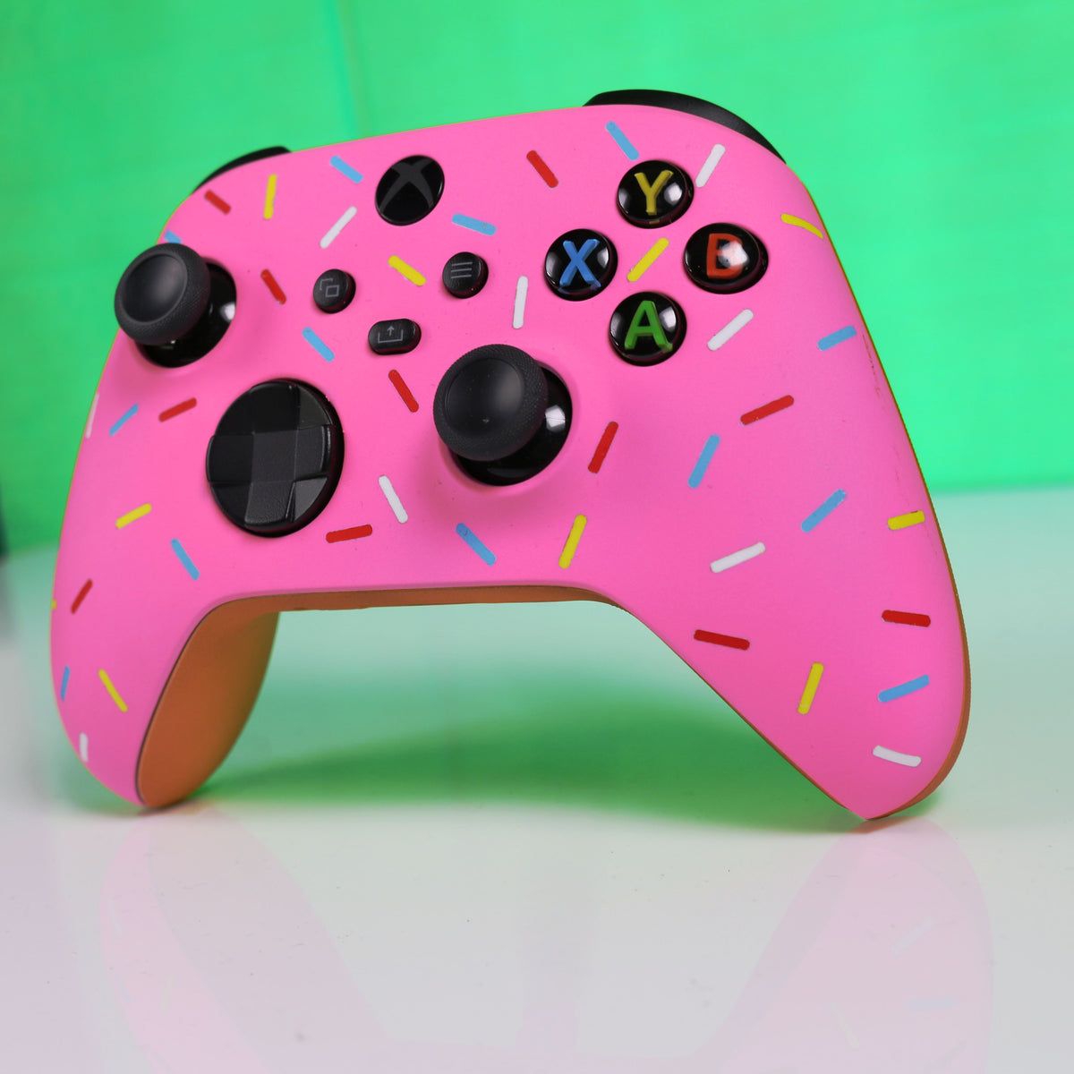 Custom Airbrushed Controller Microsoft Xbox Series X - Xbox One S - Glazed Fresh Donut Homer Food Pastry Sprinkles Pink