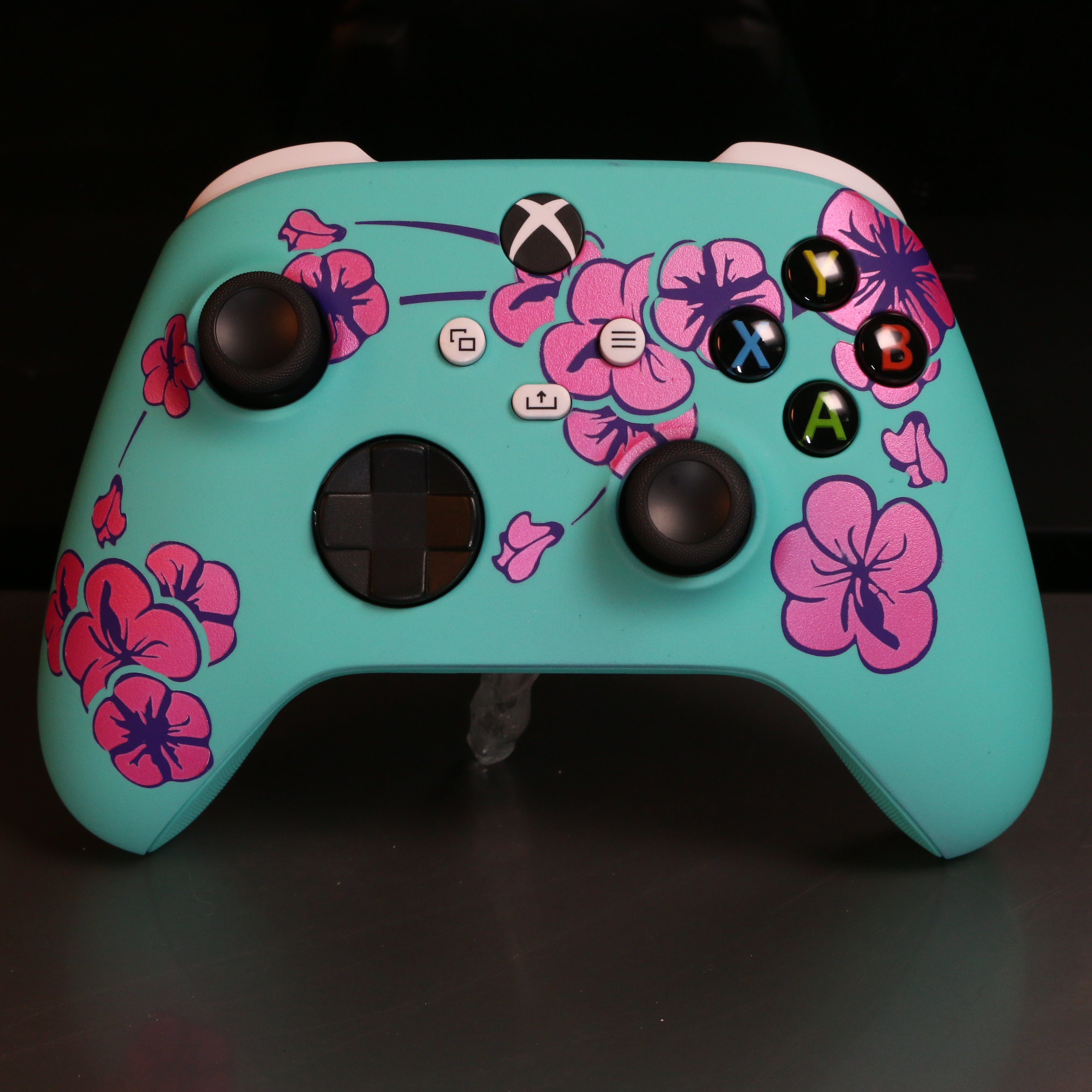 Custom Airbrush Painted Controller Microsoft Xbox Series X  XSX- Green Tea Sad Boy Boi Cherry Blossom Pink Teal Can 99 Cents 