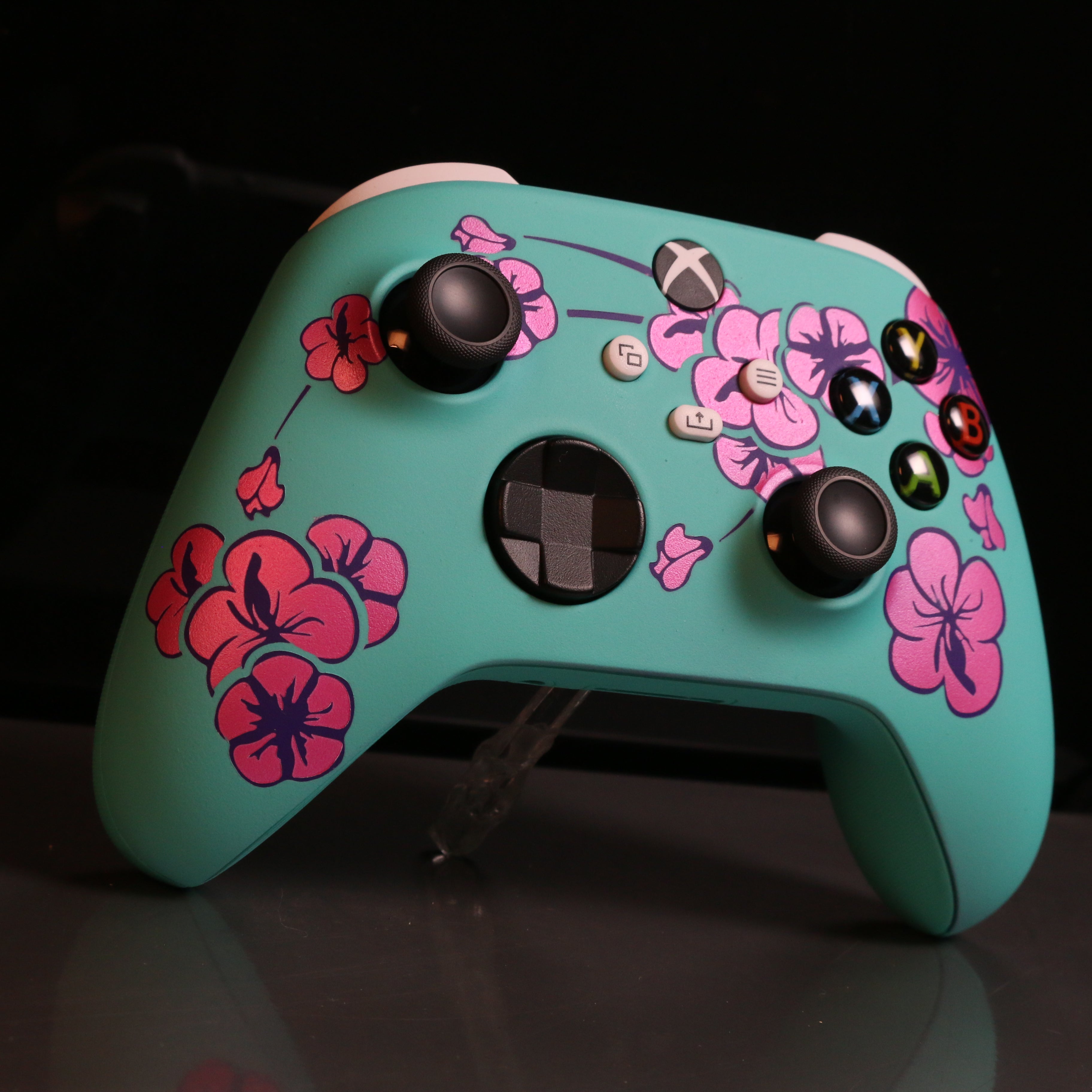 Custom Airbrush Painted Controller Microsoft Xbox Series X  XSX- Green Tea Sad Boy Boi Cherry Blossom Pink Teal Can 99 Cents 