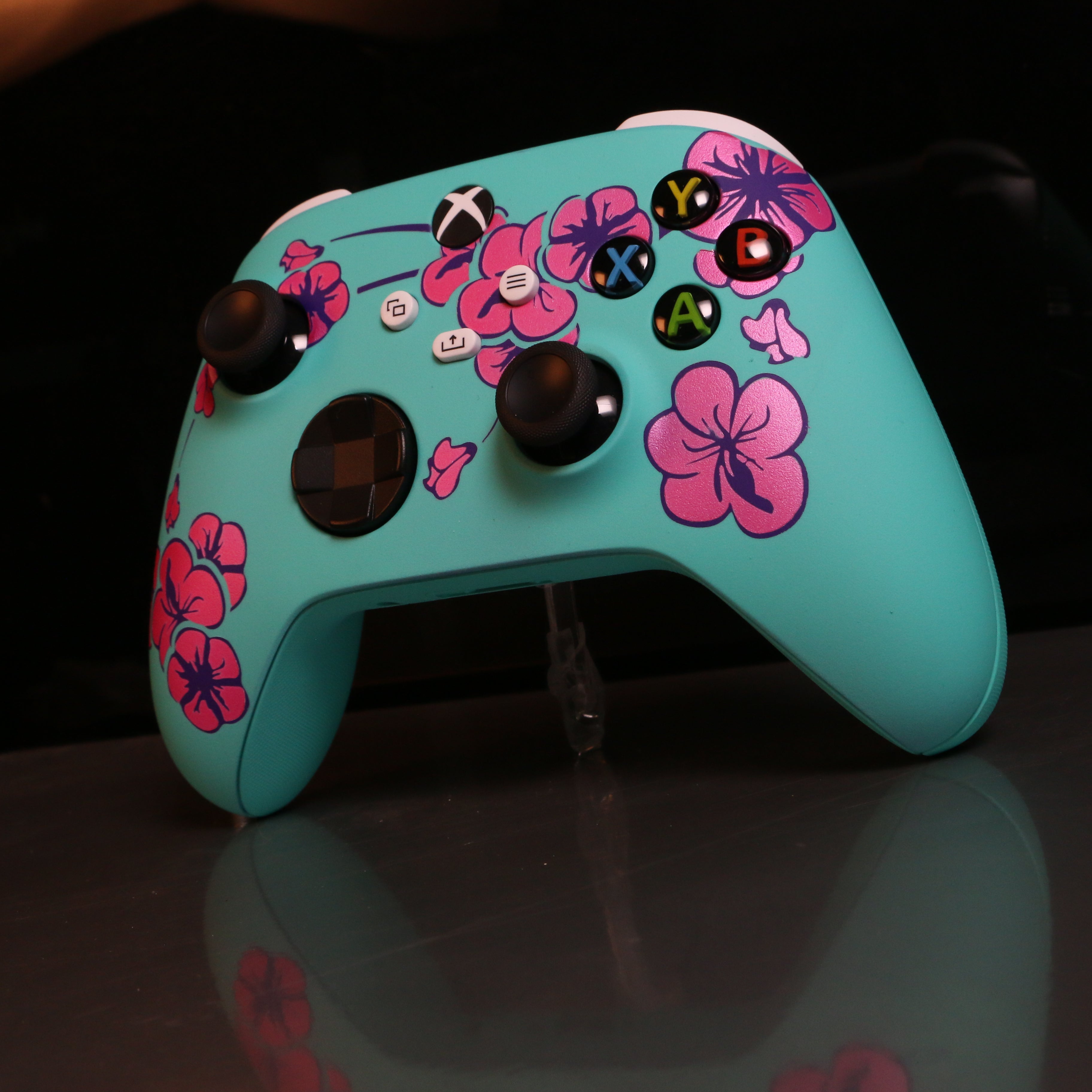 Custom Airbrush Painted Controller Microsoft Xbox Series X  XSX- Green Tea Sad Boy Boi Cherry Blossom Pink Teal Can 99 Cents 