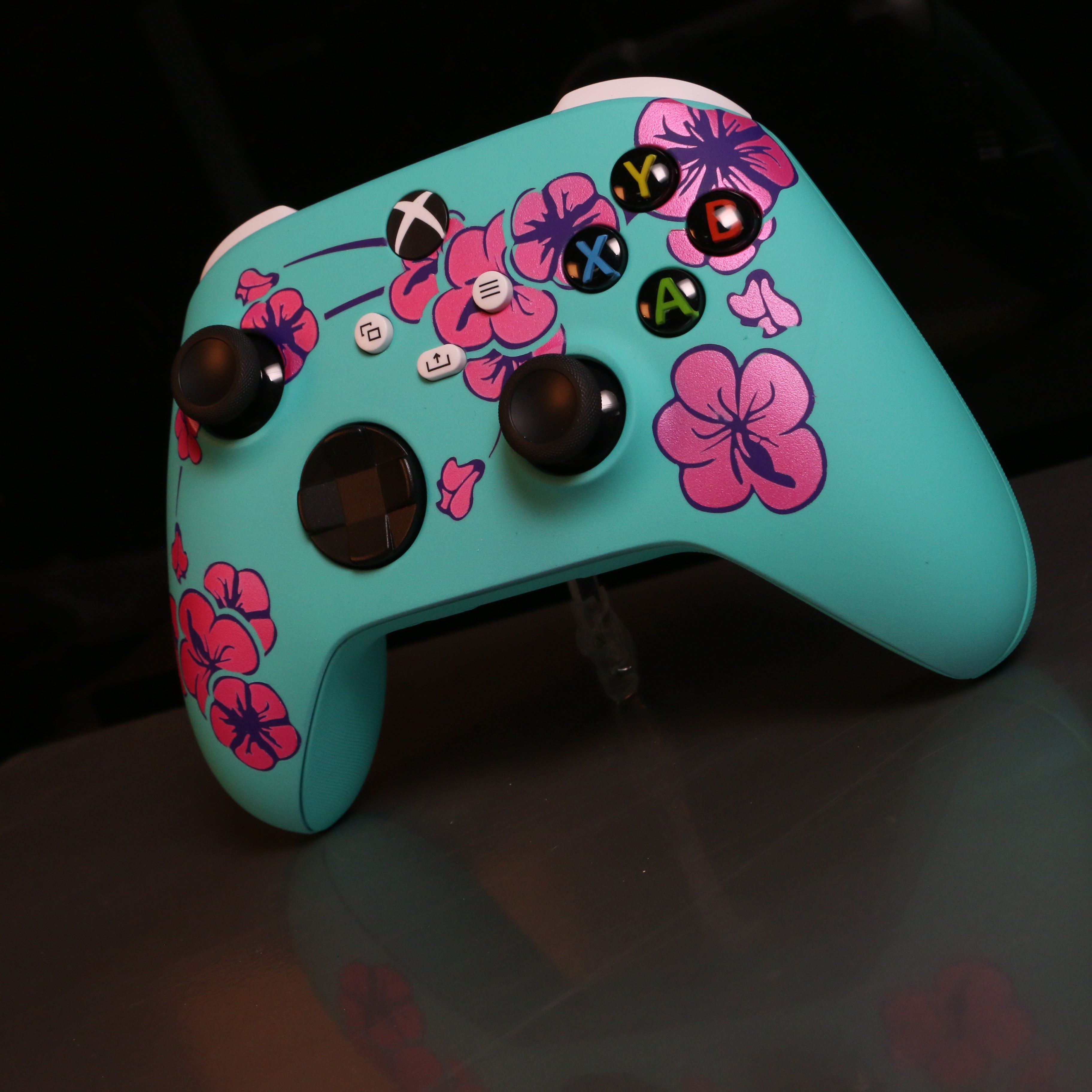 Custom Airbrush Painted Controller Microsoft Xbox Series X  XSX- Green Tea Sad Boy Boi Cherry Blossom Pink Teal Can 99 Cents 