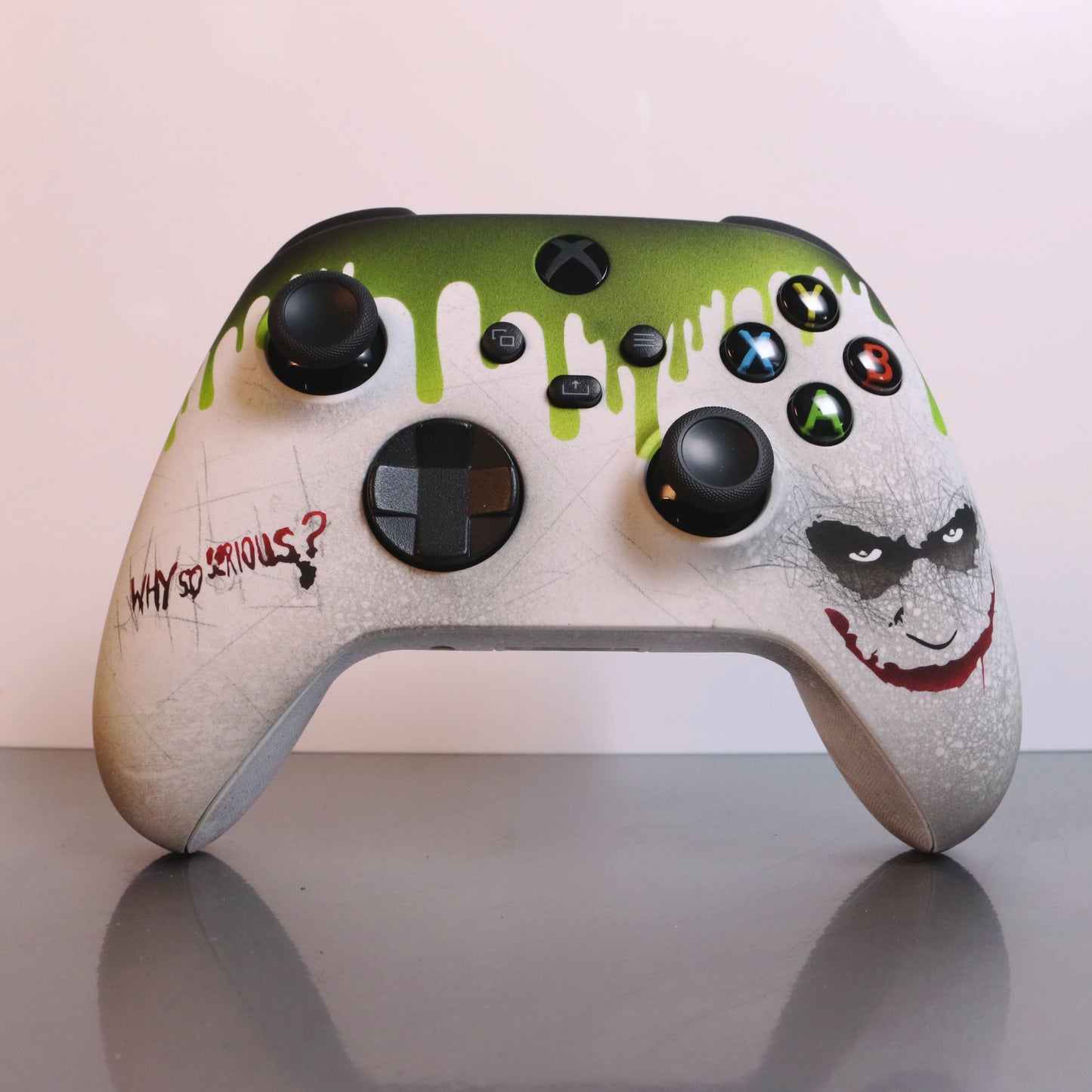 Custom Airbrush Controller Microsoft Xbox Series X - Xbox One S - Why So Serious Joker Drip Bat Man