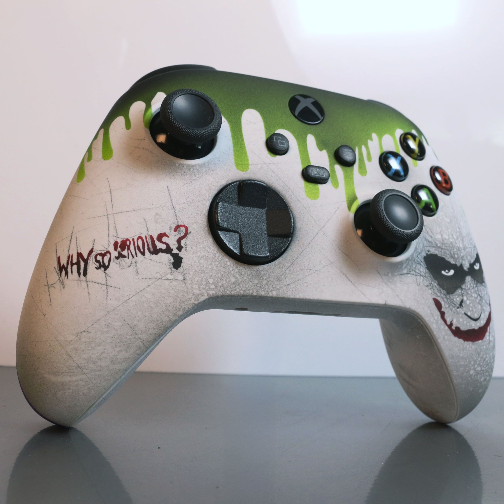 Custom Airbrush Controller Microsoft Xbox Series X - Xbox One S - Why So Serious Joker Drip Bat Man