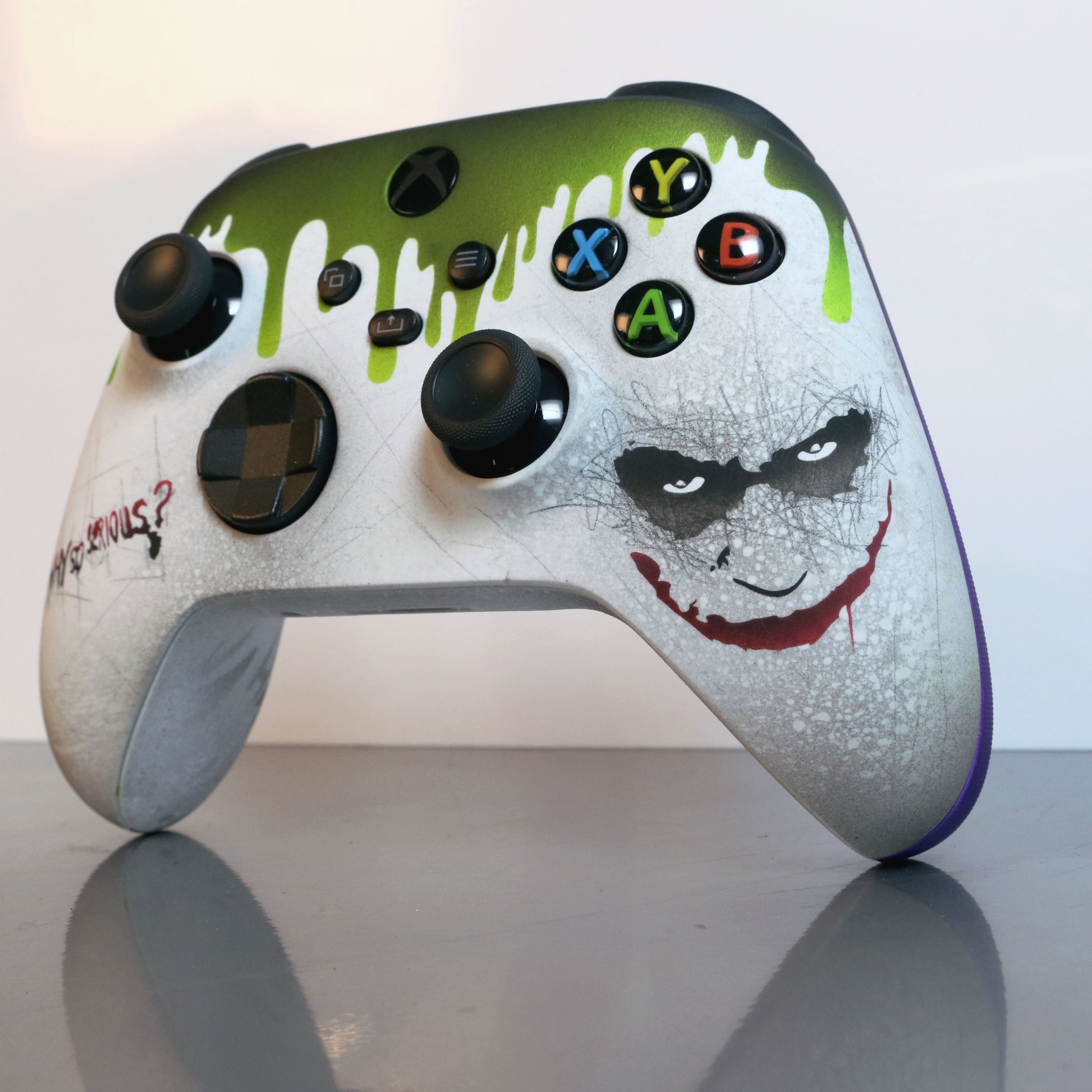 Custom Airbrush Controller Microsoft Xbox Series X - Xbox One S - Why So Serious Joker Drip Bat Man