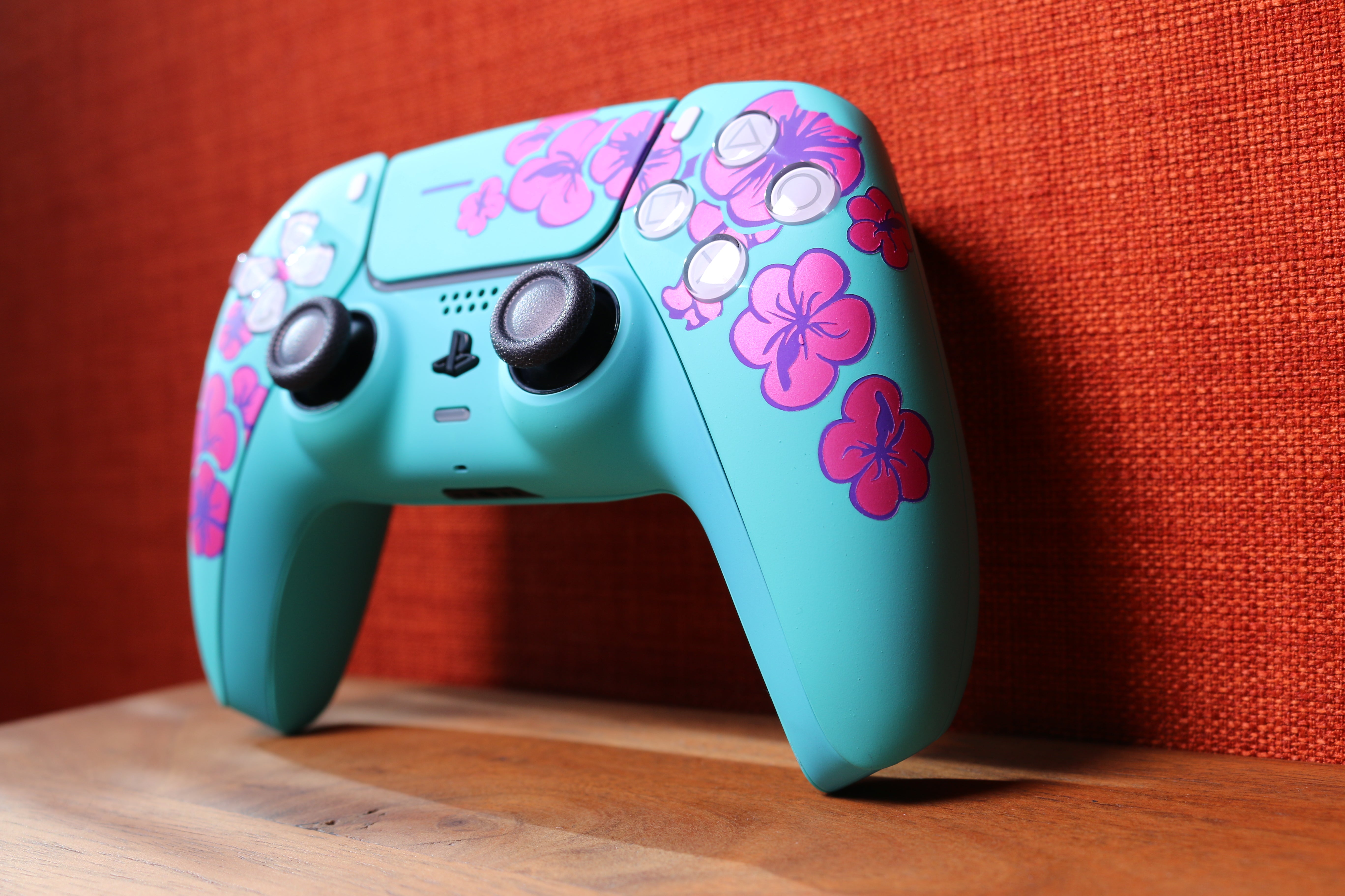 Custom Airbrush Painted Sony PlayStation 5 PS5 - Green Tea Sad Boy Boi Cherry Blossom Pink Teal Can 99 Cents 