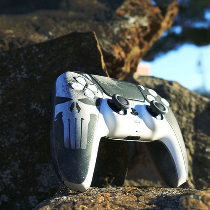 Custom Airbrush Controller Sony PlayStation 5 PS5 - Punisher Superhero Skull Black White 