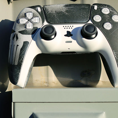 Custom Airbrush Controller Sony PlayStation 5 PS5 - Punisher Superhero Skull Black White 