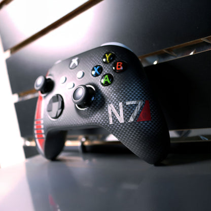 Custom Airbrush Hydrodip Controller Microsoft Xbox Series X - Xbox One S - N7 Carbon Mass Effect