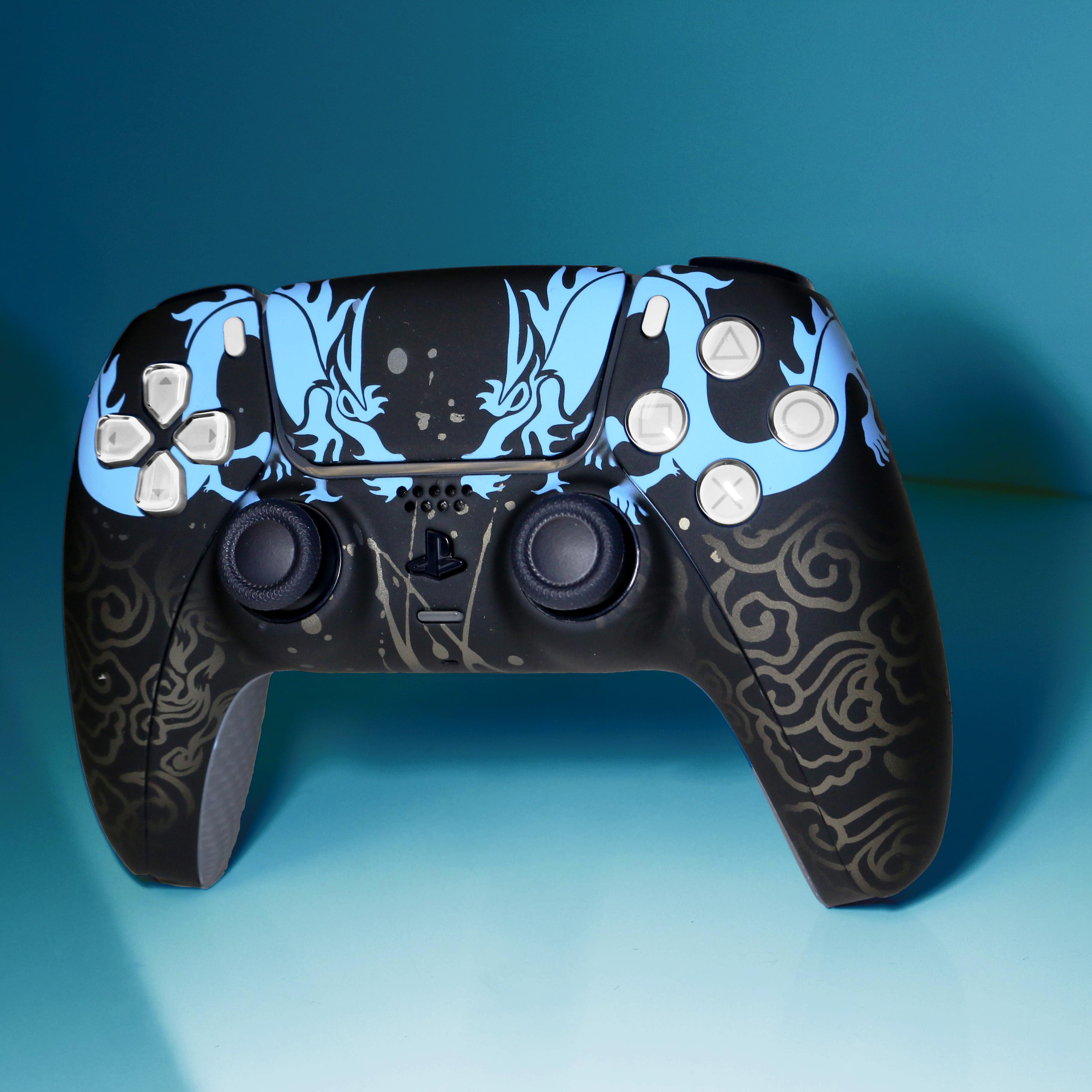 Custom Airbrush Controller Sony Playstation 5 PS5 - Hanzo Shimada Brothers Overwatch Sniper Eye of the Dragon Japanese FPS First Person Shooter