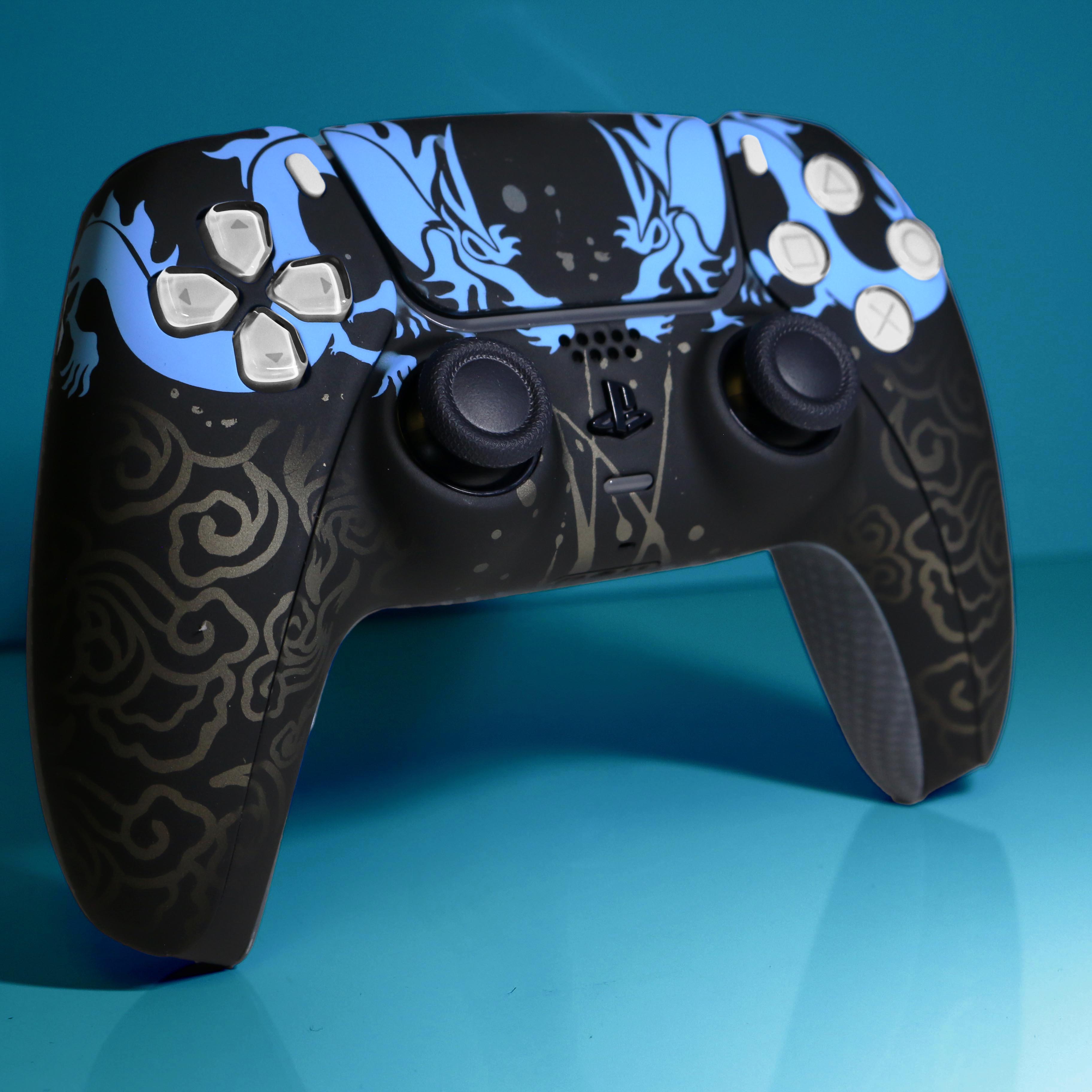 Custom Airbrush Controller Sony Playstation 5 PS5 - Hanzo Shimada Brothers Overwatch Sniper Eye of the Dragon Japanese FPS First Person Shooter