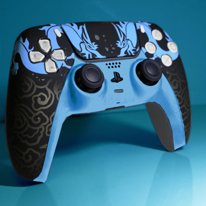 Custom Airbrush Painted Controller Sony PlayStation 5 PS5 - Hanzo Shimada Brothers Overwatch Sniper Eye of the Dragon Japanese FPS First Person Shooter