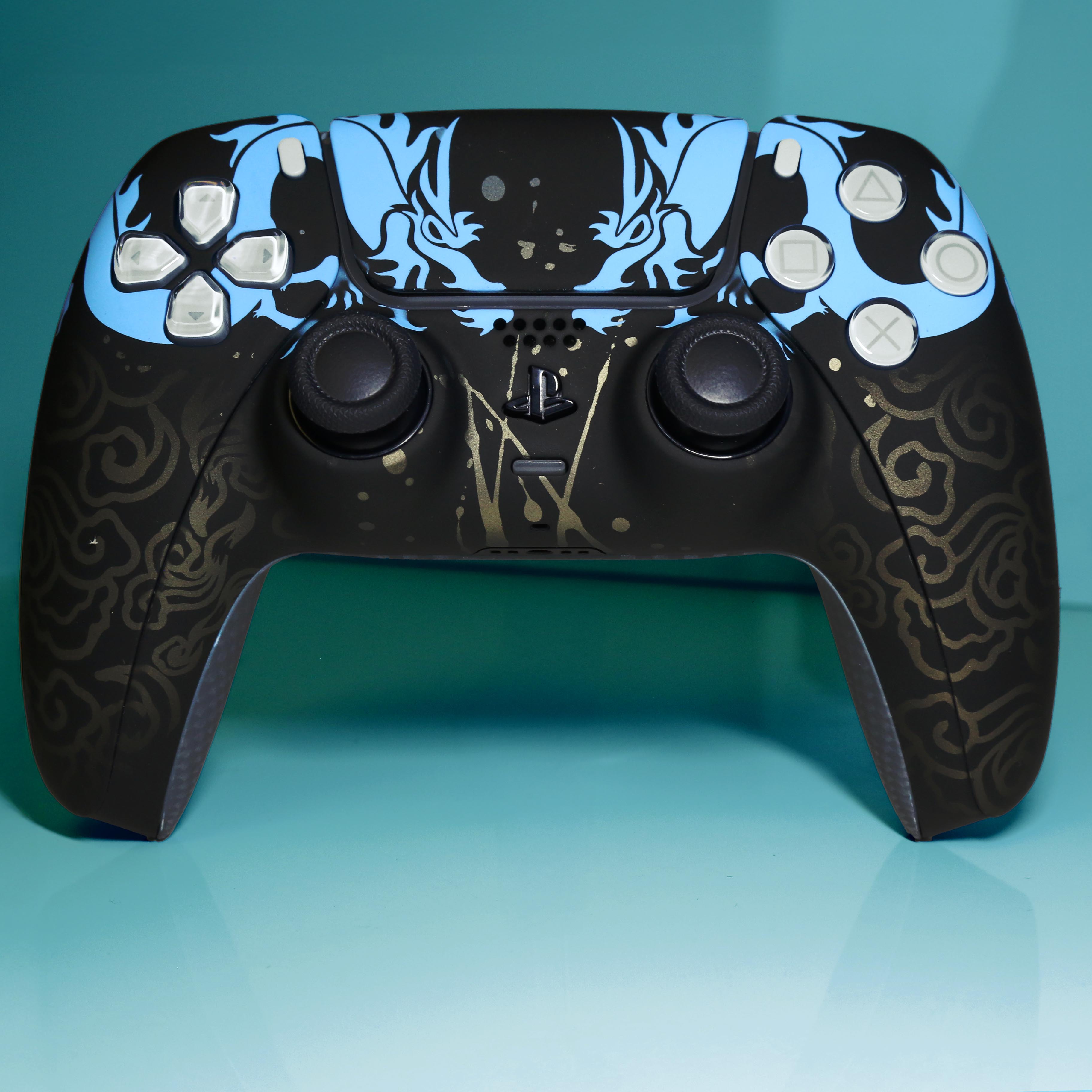 Custom Airbrush Controller Sony Playstation 5 PS5 - Hanzo Shimada Brothers Overwatch Sniper Eye of the Dragon Japanese FPS First Person Shooter
