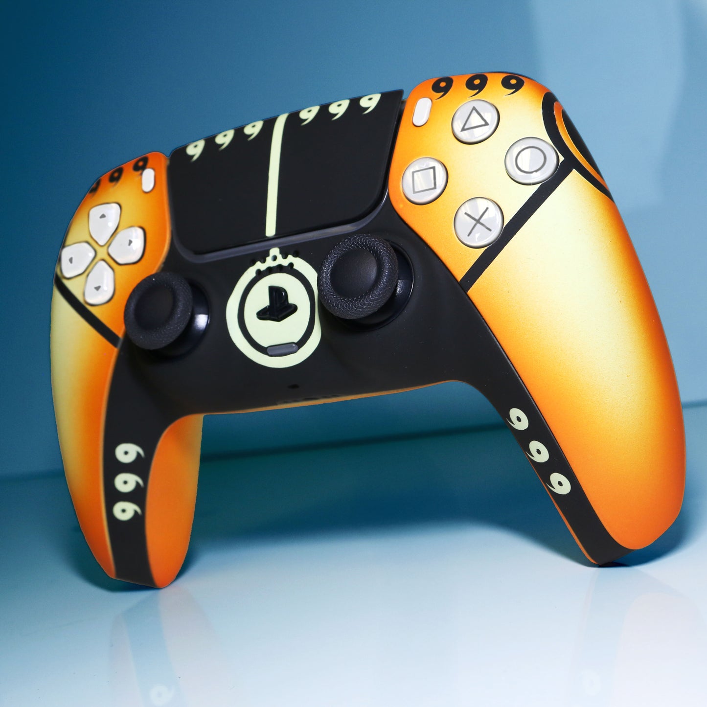 Custom Airbrush Painted Sony PlayStation 5 PS5 - Anime Naruto Nine Tails Sage Form Orange and Black 