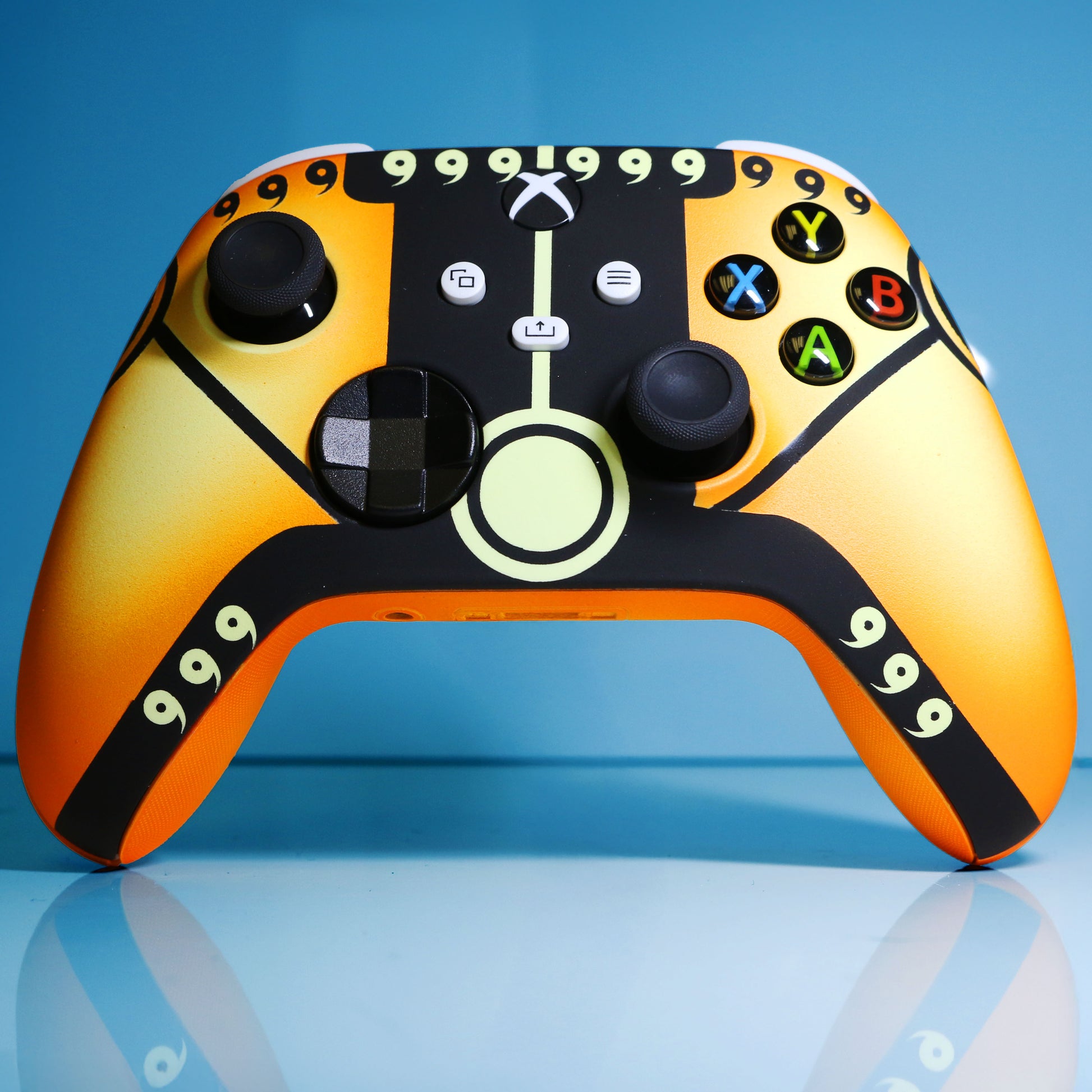 Custom Controller Microsoft Xbox Series X - Xbox One S - Anime Naruto Nine Tails Sage Form Orange and Black 