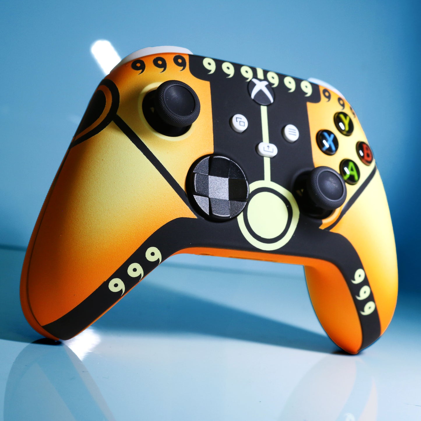 Custom Controller Microsoft Xbox Series X - Xbox One S - Anime Naruto Nine Tails Sage Form Orange and Black 