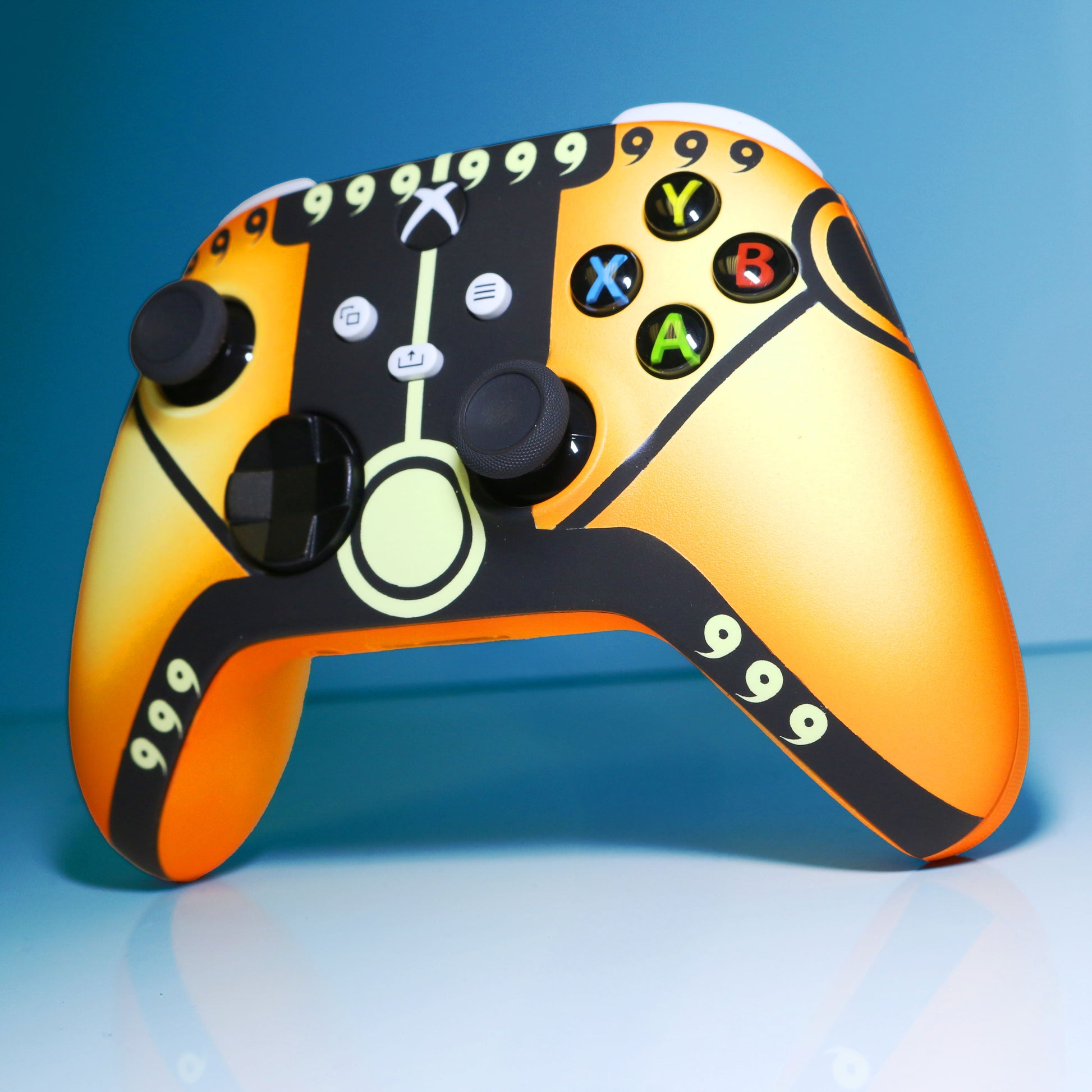 Custom Controller Microsoft Xbox Series X - Xbox One S - Anime Naruto Nine Tails Sage Form Orange and Black 