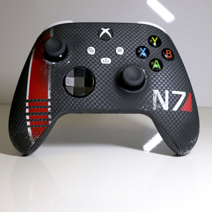 Custom Airbrush Hydrodip Controller Microsoft Xbox Series X - Xbox One S - N7 Carbon Mass Effect