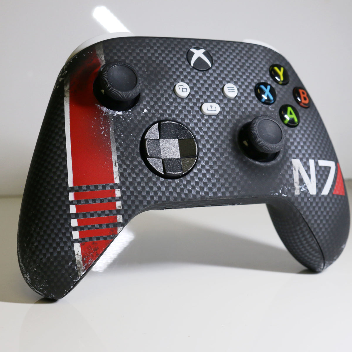 Custom Airbrush Hydrodip Controller Microsoft Xbox Series X - Xbox One S - N7 Carbon Mass Effect