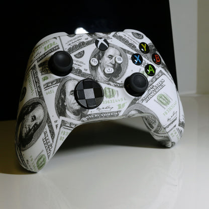 Custom Hydrodip Controller Microsoft Xbox Series X - Xbox One S - Playa Dollar Bills Benjamin Franklin Cash