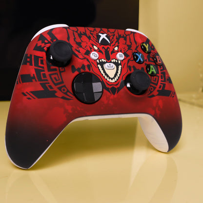 Custom Airbrush Controller Microsoft Xbox Series X - Xbox One S - Monster Hunter Red Black Rathalos 