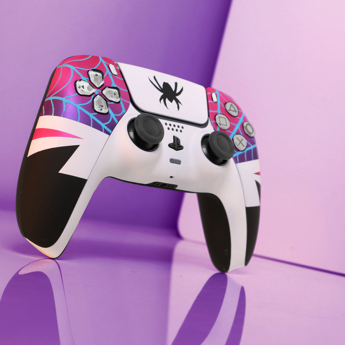 Custom Airbrush Controller Sony Playstation 5 PS5 - Spider Gwen Spiderverse Ghost