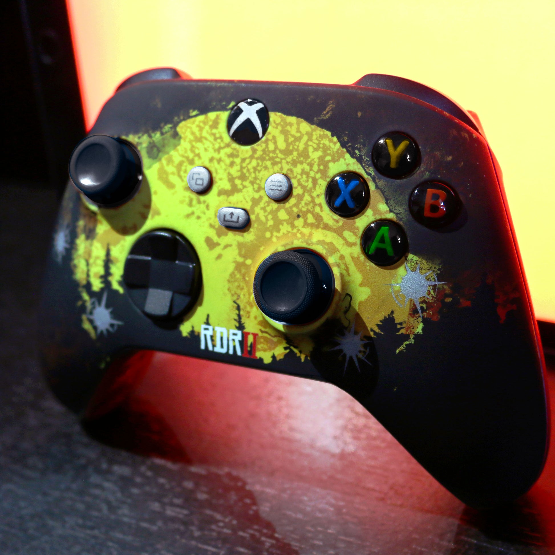 Custom Airbrush Controller Microsoft Xbox Series X - Xbox One S - Red Revolver RDR Red Dead Redemption