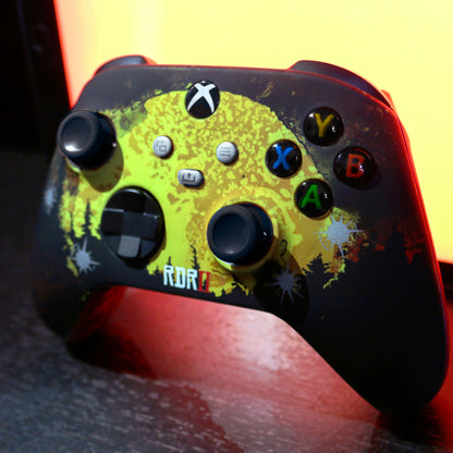 Custom Airbrush Controller Microsoft Xbox Series X - Xbox One S - Red Revolver RDR Red Dead Redemption